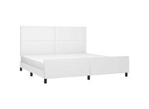 8720287439684 - Jinlefu - Bettgestell mit Kopfteil Weiß 200x200 cm Kunstleder vidaXL - Weiß