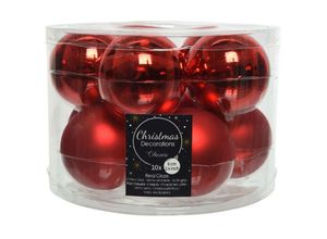 8716128765609 - Iperbriko - Christbaumkugeln Christmas Red rot 5 x glänzend & 5 x matt ø 6 cm aus Glas - 10er Set