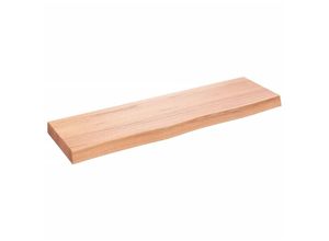 8720845814038 - Bonnevie - Wandregal Wandboard Hellbraun 100x30x6 cm Massivholz Eiche Behandelt vidaXL