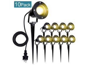 0726505426021 - Vingo - 10X led Gartenstrahler Gartenleuchte Warmweiss led Gartenbeleuchtung IP65 4W GU10 Mit Erdspiess Stecker Aussen Wiese für AussenGartenWiese