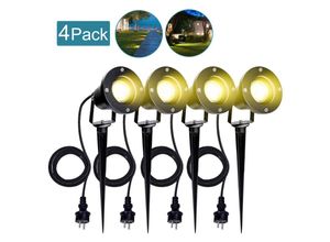 0726506032160 - Tolletour - 4X Gartenstrahler 4W led Gartenleuchte mit Erdspieß Rasen Licht Warmweiß Wasserdicht IP65 für Außenbereich Garten Teich Landschaft