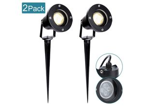 0726506032153 - Randaco - TolleTour 2X Gartenstrahler 4W led Gartenleuchte mit Erdspieß Rasen Licht Warmweiß Wasserdicht IP65 für Außenbereich Garten Teich Landschaft