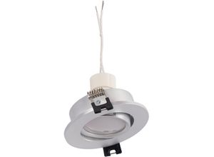 8435427144891 - KIT x 10 - Kippbarer Downlight-Ring silberfarben Ø90mm + Glühbirne GU10 5W + Fassung GU10 Lichtfarbe Kaltweiß - Kaltweiß