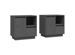 8720845581275 - Bonnevie - 2er-Set NachttischeBeistelltische Grau 50x34x50 cm Massivholz Kiefer vidaXL 8720845581275 - Bonnevie - 2er-Set NachttischeBeistelltische Grau 50x34x50 cm Massivholz Kiefer vidaXL