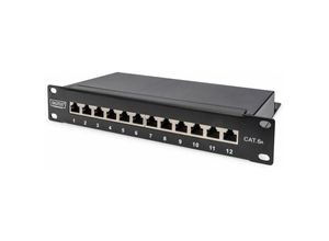 4016032454861 - ASSMANN DIGITUS Cat6A Patch Panel geschirmt 12-Port 1HE 10 schwarz DN-91612S-EA