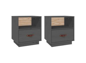 8720287203858 - Bonnevie - 2er-Set NachttischeBeistelltische Grau 40x34x45 cm Massivholz Kiefer vidaXL 8720287203858 - Bonnevie - 2er-Set NachttischeBeistelltische Grau 40x34x45 cm Massivholz Kiefer vidaXL