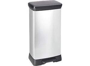 3253928680008 - Curver Tritt-Mülleimer Decobin Duo 2 x 23 Liter 70 % Recycling-Kunststoff Metalloptik B 390 x T 290 x H 720 mm silbern schwarz