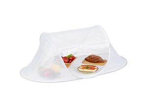 4052025413873 - Fliegenhaube Lebensmittel faltbare Abdeckhaube für Obst Kuchen hbt 40x110x58 cm Pop-Up Obsthaube weiß - Relaxdays