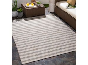 0889292191081 - Surya - In- & Outdoor Teppich Terrasse Balkon Gestreiftes Muster Beige und Elfenbein 200 x 275 cm