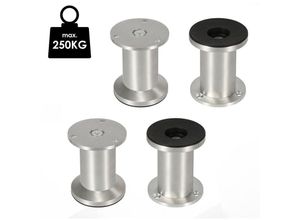 0726505416220 - 4er Set Möbelfüße Sockelfuß Tischfuß Möbel AluminiumHöhe100 mm Durchmesser 40 mm Höhenverstellung 15 mm - Swanew