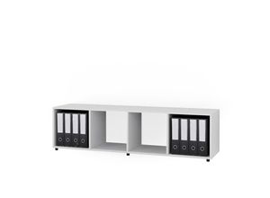 4066731049622 - Raumteiler Würfelregal Standregal Ludus Weiß Faltbox Wohnzimmer Regal 36x145 cm modern Ablage 4 Fächer Dekoregal Ordnerregal Aufbewahrung