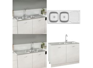 8721115438602 - Vidaxl - Doppelspüle Silbern 1200x600x155 mm Edelstahl - Küchenspüle - Küchenspülen - Home & Living - Silber