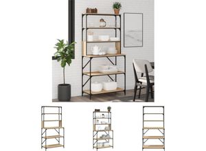 8721194331221 - Bäckerregal 6 Fächer Sonoma-Eiche 90x40x180 cm Holzwerkstoff - Küchenutensilienhalter & -ablagen - Braun - The Living Store