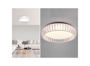 4017807504590 - LED Deckenleuchte MONTE Naturholz Weiß dimmbar Fernbedienung Ø60cm