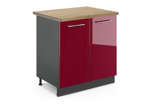 4066731389872 - Küchenschränke Fame-Line Bordeaux Hochglanz 80 cm  ap Eiche Vicco