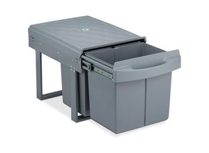 4052025315436 - Einbaumülleimer 3-fach ausziehbar Küchenmülleimer für Unterschrank 15 l & 2x 8 l 346 x 34 x 518 cm grau - Relaxdays