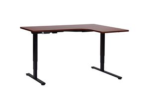 4255664881700 - Schreibtisch Rechts Holzoptik u Schwarz Melamin L-Form 160x59 cm mit Metallgestell Elektrisch Höhenverstellbar Büro Steh-Sitz-Tisch Stehtisch