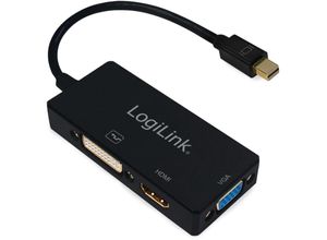 4052792046175 - LogiLink CV0110 Adapter [1x Mini-DisplayPort Stecker - 1x DVI-Buchse 24+1pol HDMI-Buchse VGA-Buchse] Schwarz