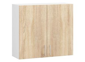 5901738166455 - Akord - Hängeschrank Küchenschrank lima modular W80 Weiß 80 cm 2 Türen 2 Ebenen Front Sonoma-Eiche B80 x H72 x T305 cm