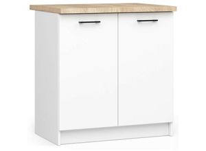 5901738168084 - Küchenschrank Akord oliwia modular S80 Unterschrank mit Arbeitsplatte Weiß 80 cm 2 Türen 2 Ebenen B80 x H85 x T46 cm