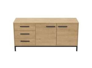 3397702718010 - - Sideboard mit 2 Türen und 3 Schubladen Dekor Eiche Hamilton und Schwarz matt - L1525 cm