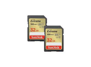 0619659188917 - Extreme 32 gb sdhc Speicherkarte 2er Pack (2022) bis 100MB s C10 U3 (SDSDXVT-032G-GNCI2) - Sandisk