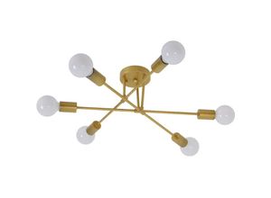 0788285607137 - Goeco - Moderne LED-Deckenleuchte Retro-Pendelleuchte Vintage-Lüster mit 6 Lichtern E27-Fassung Metall-Lampe für Wohnzimmer Schlafzimmer Küche