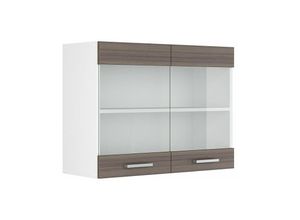 4251421930285 - Glashängeschrank R-Line 80 cm Weiß Edelgrau modern Vicco