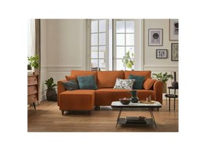 3701061731731 - Bestmobilier - Saphir– 4-sitzer ecksofa beidseitig montierbar – mit schlaffunktion – mit bettkasten – aus stoff - rostfarben