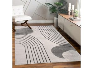 4061981307751 - Teppich Wohnzimmer Kurzflor Blätter Floral Regenbogen Geometrisch 80x150 cm Grau 4 - Paco Home 4061981307751 - Teppich Wohnzimmer Kurzflor Blätter Floral Regenbogen Geometrisch 80x150 cm Grau 4 - Paco Home