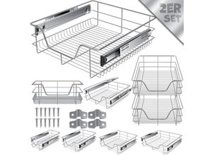 4260598872359 - Teleskopschublade Küchenschublade Küchenschrank Korbauszug Schrankauszug Vollauszug Schublade 2x 50cm - Silber - Silber - Kesser 4260598872359 - Teleskopschublade Küchenschublade Küchenschrank Korbauszug Schrankauszug Vollauszug Schublade 2x 50cm - Silber - Silber - Kesser