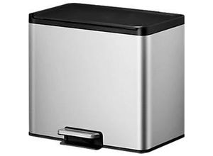 8713631184682 - EKO Treteimer Essential Recycler 2 x 15 Liter Edelstahl fingerabdrucksicher Stay-open-Funktion B 462 x T 338 x H 411 mm silber schwarz 8713631184682 - EKO Treteimer Essential Recycler 2 x 15 Liter Edelstahl fingerabdrucksicher Stay-open-Funktion B 462 x T 338 x H 411 mm silber schwarz