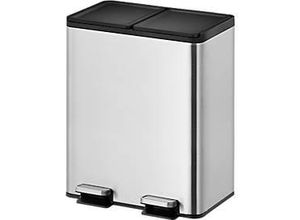 8713631191994 - EKO Treteimer Essential Recycler 2 x 20 Liter Edelstahl fingerabdrucksicher Stay-open-Funktion B 463 x T 332 x H 592 mm silber schwarz 8713631191994 - EKO Treteimer Essential Recycler 2 x 20 Liter Edelstahl fingerabdrucksicher Stay-open-Funktion B 463 x T 332 x H 592 mm silber schwarz