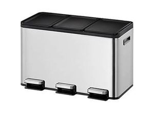 8713631191970 - EKO Treteimer Essential Recycler 3 x 10 Liter Edelstahl fingerabdrucksicher Stay-open-Funktion B 595 x T 321 x H 371 mm silber schwarz 8713631191970 - EKO Treteimer Essential Recycler 3 x 10 Liter Edelstahl fingerabdrucksicher Stay-open-Funktion B 595 x T 321 x H 371 mm silber schwarz