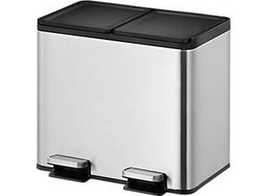 8713631191963 - EKO Treteimer Essential Recycler 2 x 10 Liter Edelstahl fingerabdrucksicher Stay-open-Funktion B 403 x T 332 x H 369 mm silber schwarz 8713631191963 - EKO Treteimer Essential Recycler 2 x 10 Liter Edelstahl fingerabdrucksicher Stay-open-Funktion B 403 x T 332 x H 369 mm silber schwarz