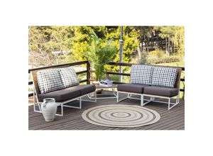 0889292546690 - Surya - Teppich Rund Outdoor Indoor Wohnzimmer Balkon Terrasse Jute Effekt Braun und Schwarz ø 160 cm