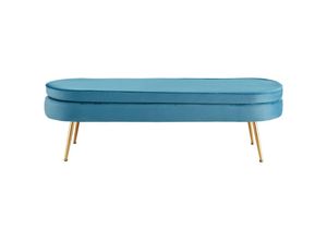 4251744810288 - Sitzpouf oval lang aus Samt Blau 397251