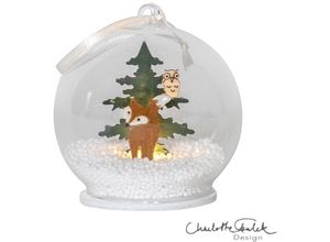 7391482048349 - Led Glaskugel Forest Friends mit Aufhängung Tiermotive aus Holz Fuchs - Star Trading