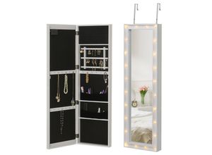 4251774969505 - Schmuckschrank zum Aufhängen und mit LED-Lichter weiß 366 x 8 x 120 cm (BxTxH) Spiegelschrank Schmuckregal Schminkspiegel Spiegel