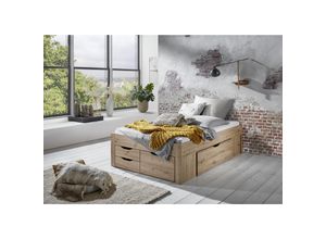 4250468575954 - Stauraumbett Noah 140 x 200 cm ohne Lattenrost mit 5 Bettschubladen Ausf Eiche Artisan Dekor 4250468575954 - Stauraumbett Noah 140 x 200 cm ohne Lattenrost mit 5 Bettschubladen Ausf Eiche Artisan Dekor