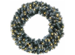 7391482612281 - Star Trading LED Weihnachtskranz Edmonton von Star Trading Kranz Weihnachten in Tannengrün mit weißen Schnee-Details für innen und außen warmweiß mit Kabel Ø 80-85 cm IP44