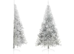 8720287021681 - vidaXL Künstlicher Halb-Weihnachtsbaum mit Ständer Silbern 210 cm PVC