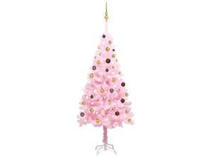 8720286495865 - Bonnevie - Künstlicher Weihnachtsbaum mit Beleuchtung & Kugeln Rosa 180cm vidaXL96439