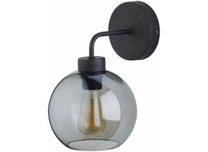 4251756314026 - Licht-erlebnisse - Wandlampe Glas Kugel Schirm Schwarz Grau E27 Modern - Schwarz Graphit