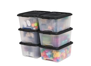 8716382212284 - Kunststoff-Aufbewahrungsbox 15 l Garagen-Aufbewahrungsbox 6er-Set BPA-frei TB-15 Schwarz stapelbar Verschlussklammern – B285 x T39 x H185 cm