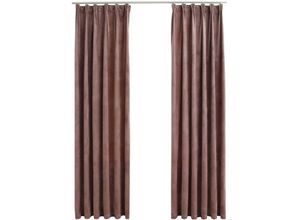 8719883721019 - Bonnevie - 2er-Set VerdunkelungsvorhängeVerdunkelung Gardinen Haken Samt Antik-Rosa 140x245cm vidaXL