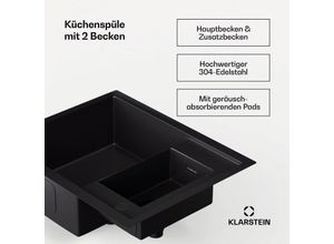 4060656529573 - - Edelstahl-Spülbecken 61x50 cm mit Überlauf & Sieb - hochwertiges resistentes Waschbecken für Küche inkl Zubehör - perfekter Partner für