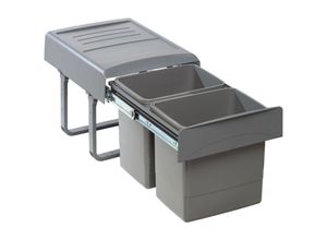 4260586552171 - - mega Einbau-Abfallsammler - Orion grey 2 x 15 Liter Vollauszug