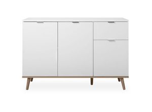 4251182708499 - - Kommode Sideboard Anrichte mit Massivholz Weiß   Eiche Nb göteborg 120 x 85 cm