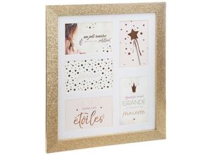 3560238651100 - Atmosphera Créateur Dintérieur - Kinder-Fotohalter Glitter - Holz und Glas - vergoldet - 5 Fotos